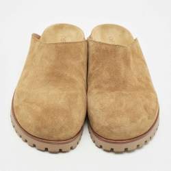 Off-White Brown Suede Metal Logo Clogs Size 41