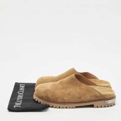 Off-White Brown Suede Metal Logo Clogs Size 41
