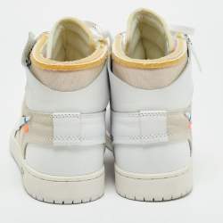 Nike x Off-White Leather and Fabric Jordan 1 Retro High Top Sneakers Size 42.5 