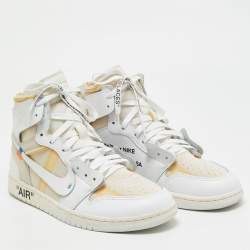 Nike x Off-White Leather and Fabric Jordan 1 Retro High Top Sneakers Size 42.5 