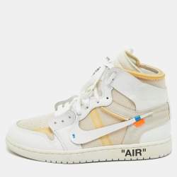 Nike x Off-White Leather and Fabric Jordan 1 Retro High Top Sneakers Size 42.5 