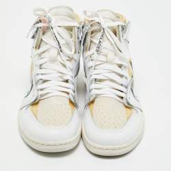Nike x Off-White Leather and Fabric Jordan 1 Retro High Top Sneakers Size 42.5 
