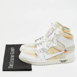 Nike x Off-White Leather and Fabric Jordan 1 Retro High Top Sneakers Size 42.5 