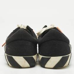 Pre Owned Off-White Black Canvas and Suede Vulcanized Low Top Sneakers Size 44