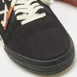 Pre Owned Off-White Black Canvas and Suede Vulcanized Low Top Sneakers Size 44