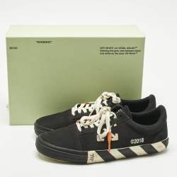 Pre Owned Off-White Black Canvas and Suede Vulcanized Low Top Sneakers Size 44