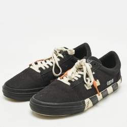 Pre Owned Off-White Black Canvas and Suede Vulcanized Low Top Sneakers Size 44