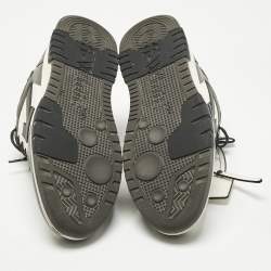 Pre Owned حذاء رياضي أوف وايت جلد أسود/أبيض خارج المكتب بعنق منخفض مقاس 39