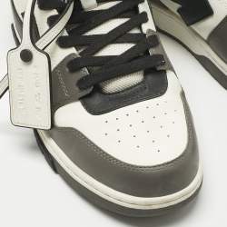 Pre Owned حذاء رياضي أوف وايت جلد أسود/أبيض خارج المكتب بعنق منخفض مقاس 39