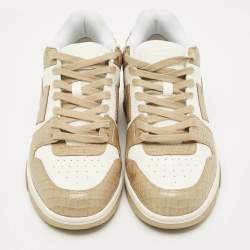 Pre Owned Off-White Beige/White Croc Embossed and Leather Out of Office Sneakers Size 41