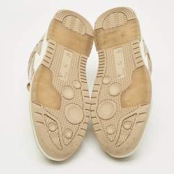 Pre Owned Off-White Beige/White Croc Embossed and Leather Out of Office Sneakers Size 41