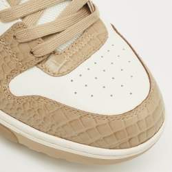 Pre Owned Off-White Beige/White Croc Embossed and Leather Out of Office Sneakers Size 41