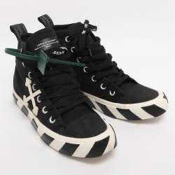 Pre Owned Off White Black Canvas High Top Arrow Sneakers Size 40
