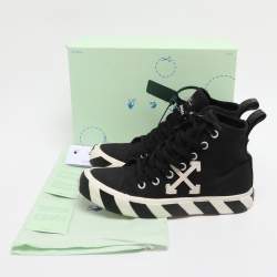 Pre Owned Off White Black Canvas High Top Arrow Sneakers Size 40