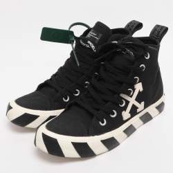 Pre Owned Off White Black Canvas High Top Arrow Sneakers Size 40