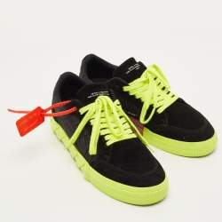 Pre Owned Off-White Black Nylon and Suede Vulc Lace Up Sneakers Size 43