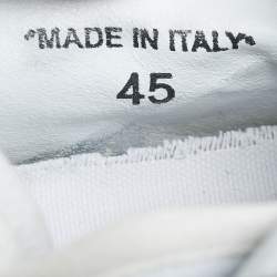 Pre Owned Off-White White/Grey Canvas and Leather Off Court 3.0 High Top Sneakers Size 45