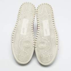 Pre Owned Off-White White/Grey Canvas and Leather Off Court 3.0 High Top Sneakers Size 45