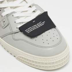 Pre Owned Off-White White/Grey Canvas and Leather Off Court 3.0 High Top Sneakers Size 45
