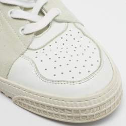 Pre Owned Off-White White Canvas and Leather Industrial High Top Sneakers Size 44