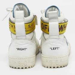 Pre Owned Off-White White Canvas and Leather Industrial High Top Sneakers Size 44