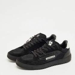 Pre Owned Off-White Black Suede and Leather Vulcanized Lace Up Sneakers Size 43