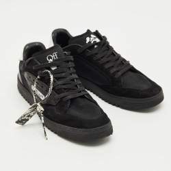 Pre Owned Off-White Black Suede and Leather Vulcanized Lace Up Sneakers Size 43