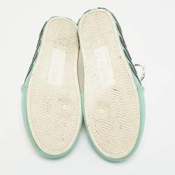 Pre Owned Off-White Grey/White Canvas and Suede Vulcanized Low Top Sneakers Size 42