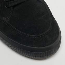 Pre Owned Off-White Black/Yellow Suede and Canvas Vulcanized Stripe Low Top Sneakers Size 43