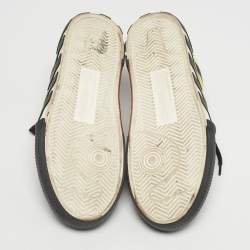 Pre Owned Off-White Black/Yellow Suede and Canvas Vulcanized Stripe Low Top Sneakers Size 43