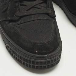 Pre Owned حذاء رياضي أوف وايت كورت جلد وكانفاس أسود عنق مرتفع مقاس 45