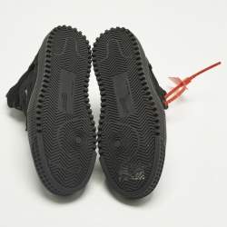 Pre Owned حذاء رياضي أوف وايت كورت جلد وكانفاس أسود عنق مرتفع مقاس 45