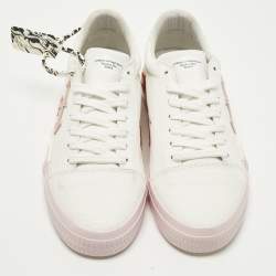 مملوكة مسبقًا Off-White Vulcanized Size 42 White/Pink Canvas Lace Up Sneakers