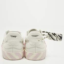 مملوكة مسبقًا Off-White Vulcanized Size 42 White/Pink Canvas Lace Up Sneakers