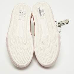 مملوكة مسبقًا Off-White Vulcanized Size 42 White/Pink Canvas Lace Up Sneakers