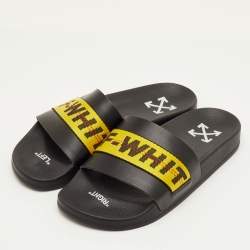 Pre Owned Off-White Logo Industrial Size 40 Black Leather Flats