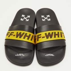 Pre Owned Off-White Logo Industrial Size 40 Black Leather Flats
