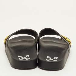 Pre Owned Off-White Logo Industrial Size 40 Black Leather Flats