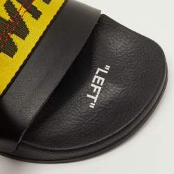 Pre Owned Off-White Logo Industrial Size 40 Black Leather Flats