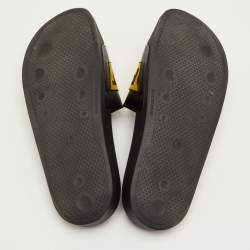 Pre Owned Off-White Logo Industrial Size 40 Black Leather Flats