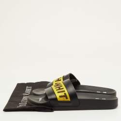 Pre Owned Off-White Logo Industrial Size 40 Black Leather Flats