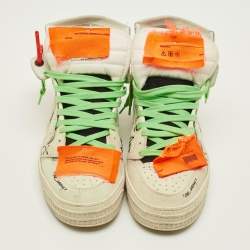 Pre Owned حذاء رياضي أوف وايت عالي من الجلد والقماش أوف كورت 3.0 أبيض مقاس 37