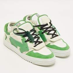 Pre Owned حذاء رياضي أوف وايت فلوتيغ أروو سويدي وجلد أخضر/أبيض عنق منخفض مقاس 40