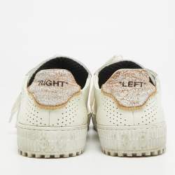 Pre Owned Off-White Vulcanized Size 41 White/Grey Leather and Suede Lace Up Sneakers