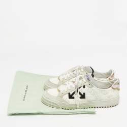 Pre Owned Off-White Vulcanized Size 41 White/Grey Leather and Suede Lace Up Sneakers