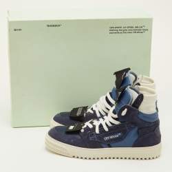 مملوكة مسبقًا Off-White 3.0 Off-Court Size 41 Navy Blue Fabric, Leather and Suede High Top Sneakers