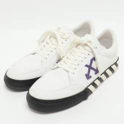 Pre Owned Off White Vulc  Size 44 White Canvas  Low Top Sneakers 