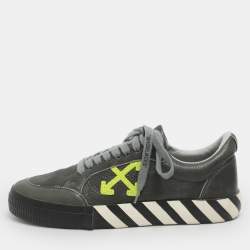 Pre Owned Off-White Vulcanised Size 42 Grey Leather Low Top Sneakers