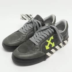 Pre Owned Off-White Vulcanised Size 42 Grey Leather Low Top Sneakers