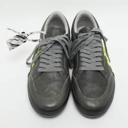 Pre Owned Off-White Vulcanised Size 42 Grey Leather Low Top Sneakers